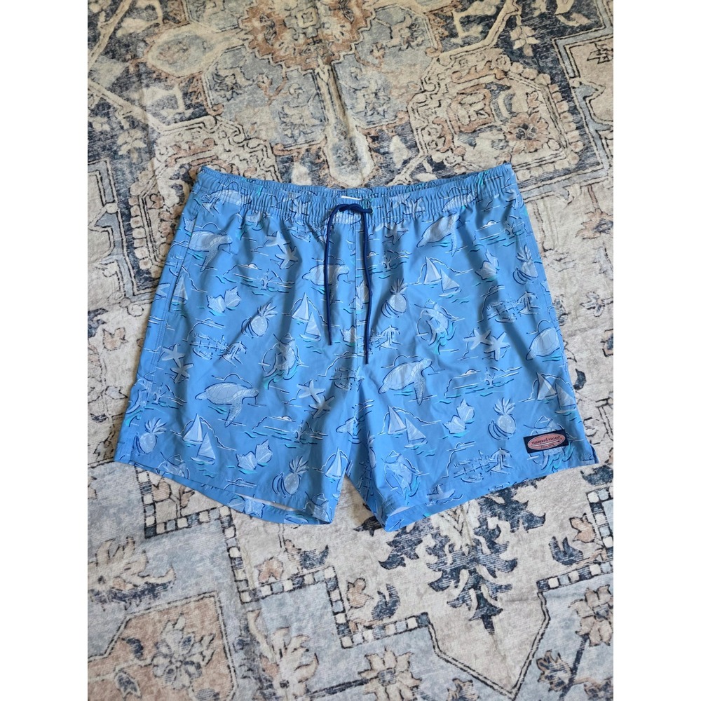 Vineyard Vines Men's Size XL Blue Tropical Beach‎ Resortwear Swim Trunks